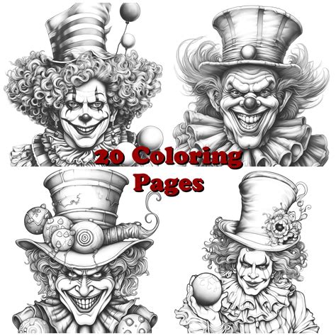 Evil Clown Coloring Pages Crazy Clown Coloring Sheets Scary Clown