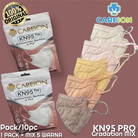 Jual Masker Kn95 5ply Pro Careion Gradation Shrimpink Series Mix 5