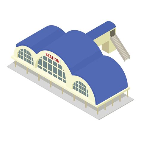 Modern Railway Station Icon Isometric Style Vector Art At