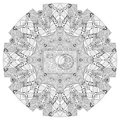 Hand Drawn Zentangle Mandala For Coloring Page Posters For The Wall