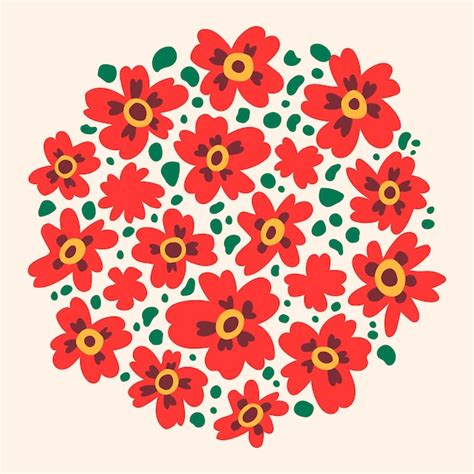 Premium Vector Vector Round Floral Illustration With Abstract Red Poppies