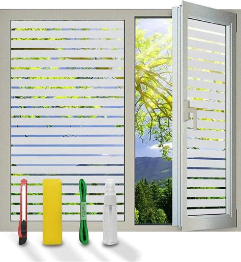 Amazon.com: rabbitgoo Frosted Window Film Stripe Patterns, 17.5 x 78.7 ...