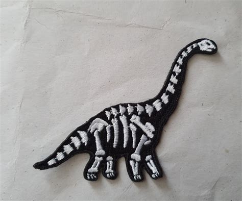 Fossil Dinosaur Skeleton Embroidered Iron On Applique Motif Etsy UK