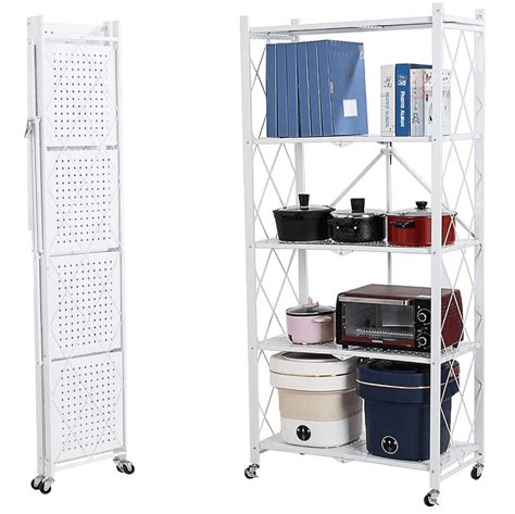 Simpli Furnished 5 Tier Pre Assembled Metal Storage Shelves With Wheels