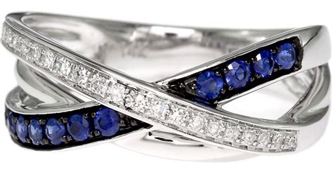 Effy Royale Bleu 14kt White Gold Sapphire And Diamond Crossover Ring