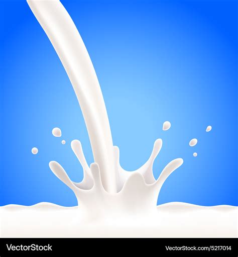 Pouring Milk Splash On Blue Background Royalty Free Vector