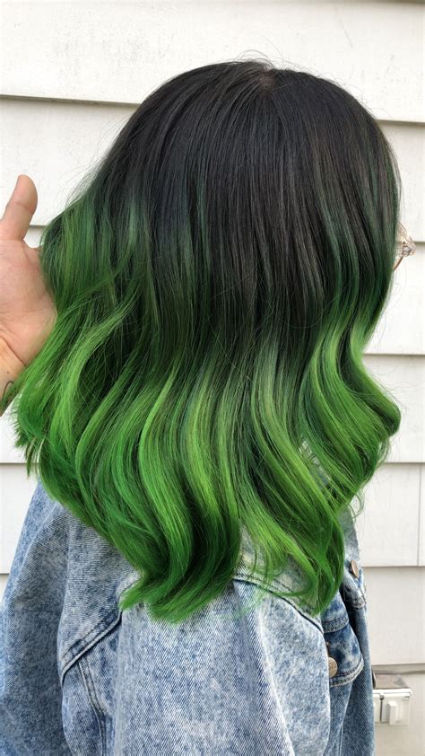 Black Hair Green Tips