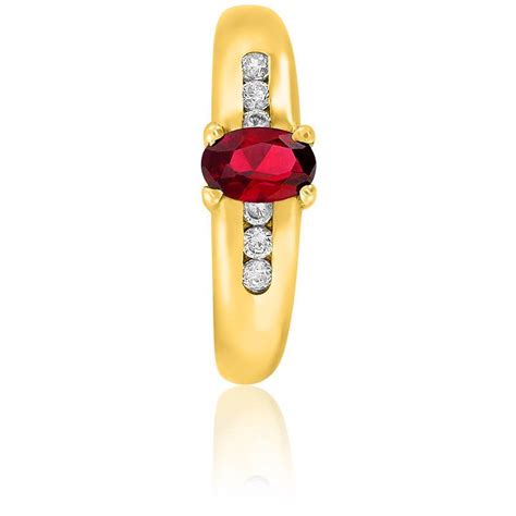 Bague Or Jaune 750 Rubis Diamants Aurora Ocarat