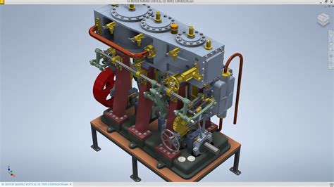 AUTODESK INVENTOR MAQUETA DE UN MOTOR MARINO VERTICAL DE TRIPLE