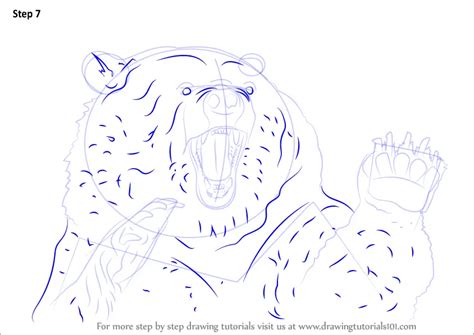 Learn How to Draw an Angry Grizzly Bear (Bears) Step by Step : Drawing ...