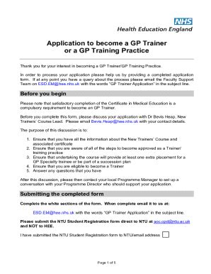 Fillable Online Eastmidlandsdeanery Nhs Application To Become A GP