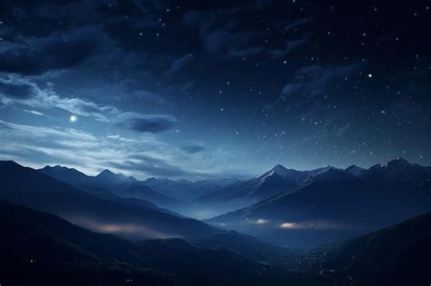 Premium Photo Starry Night Skies Over Mountains