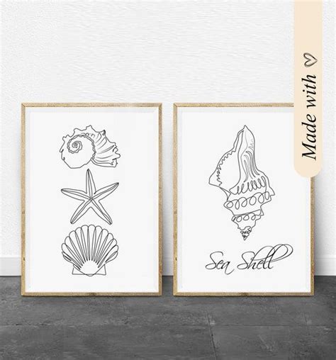 Sea Shell Art Seashell Art Bathroom Wall Art Shell Wall - Etsy | Shell ...