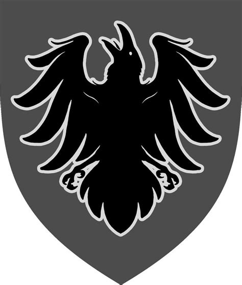 a black and white shield with an eagle on it