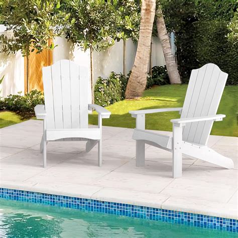 Amazon Lue Bona Adirondack Chairs Set Of White Poly Adirondack