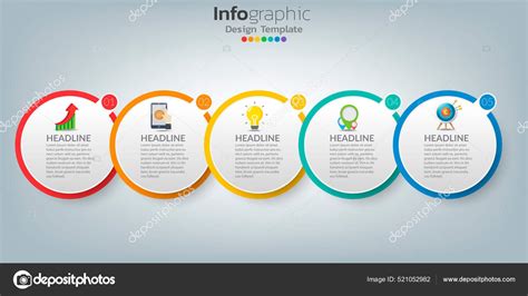 Plantilla Infografía Línea Tiempo Con Iconos Concepto Éxito Vector de