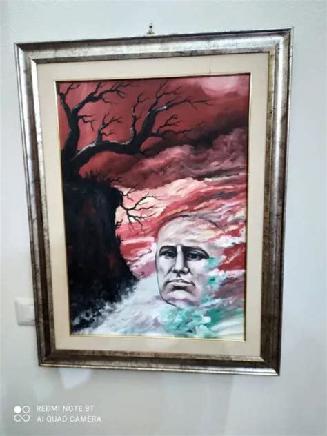 QUADRO OLIO SU Tela Con Cornice Romano Mussolini EUR 1 000 00 PicClick IT