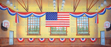 Patriotic Gymnasium Projected Backdrops Grosh Digital