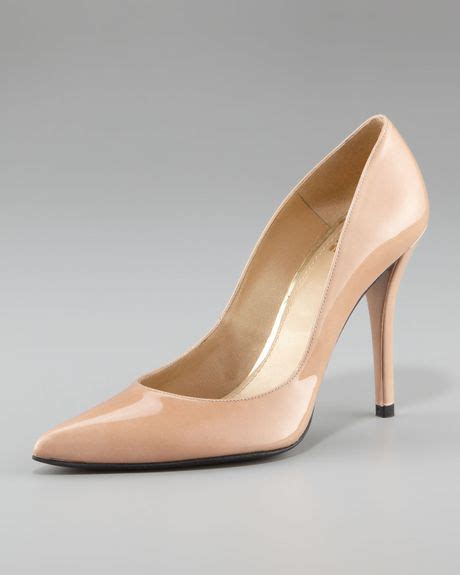 Stuart Weitzman Nighty Patent Leather Pump In Beige Nude Lyst