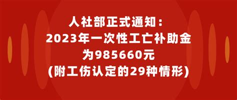 人社部：2023年一次性工亡补助金为985660元 附工伤认定的29种情形 知乎