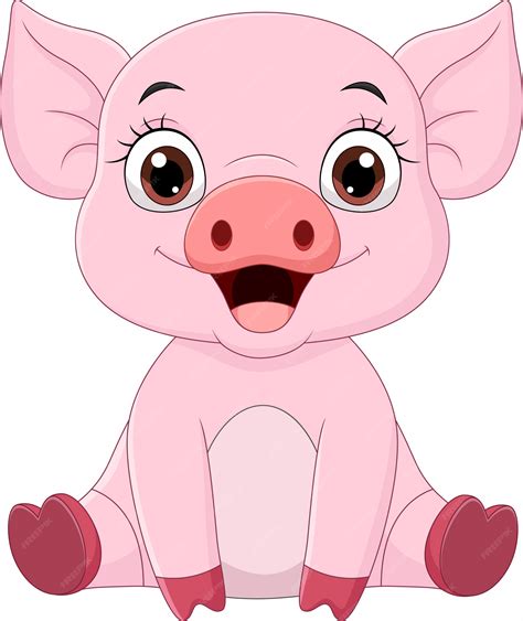 Cute Dibujos Animados De Cerdo Bebé Sentado Vector Premium