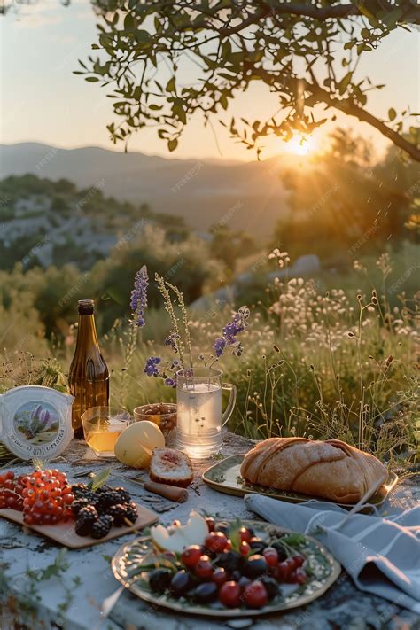 Picknicklandschaft Im Freien Im Sommer Kostenlose Foto