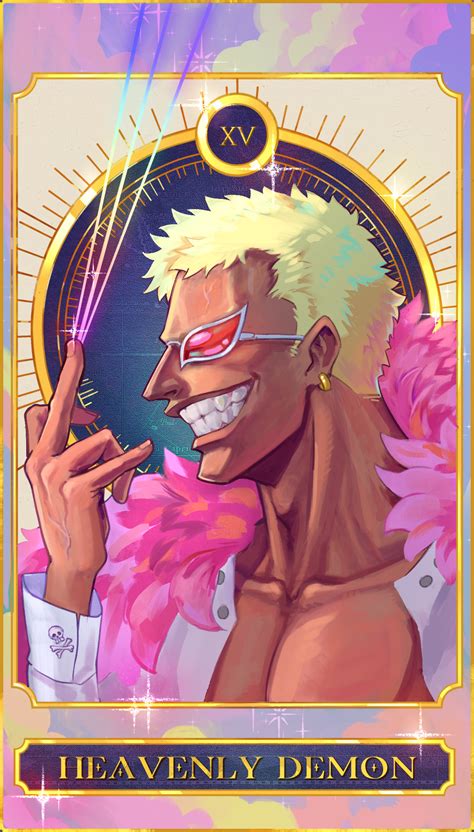 Safebooru Boy Blonde Hair Card Medium Clouds Cloudy Sky Coat Donquixote Doflamingo Earrings