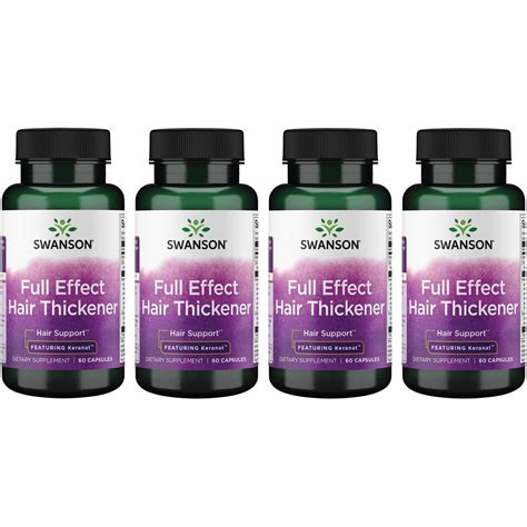 Swanson Full Effect Hair Thickener Featuring Keranat 60 Caps 4 Pack