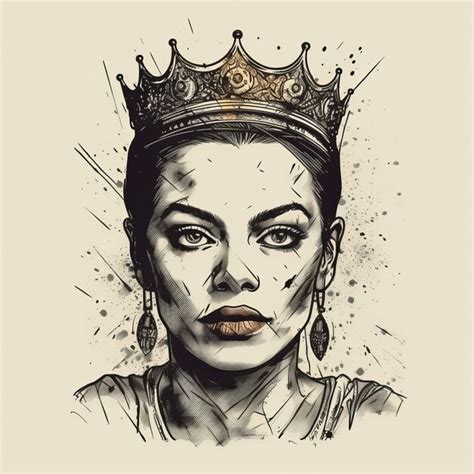 Premium Ai Image Queen Vector Illustration For T Shirt Drawn In Adobe