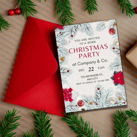 Work Christmas Party Invitation Canva Template, Printable Christmas ...