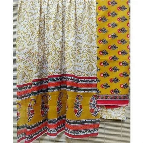 Unstitched Suits Ladies Hand Block Print Cotton Unstitched Suit