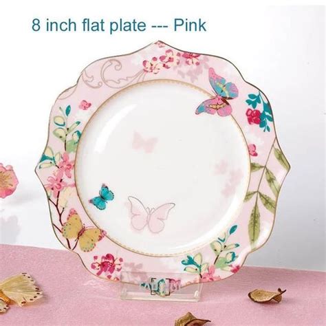 Assiette Plateau Repas YWEI 8 Pouces Rose Porcelaine D Os