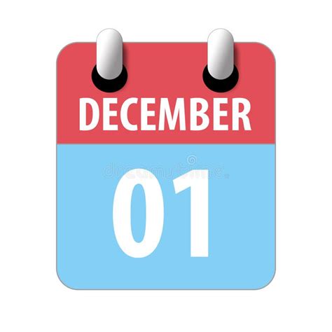 December 1st Day 1 Of Month Simple Calendar Icon On White Background