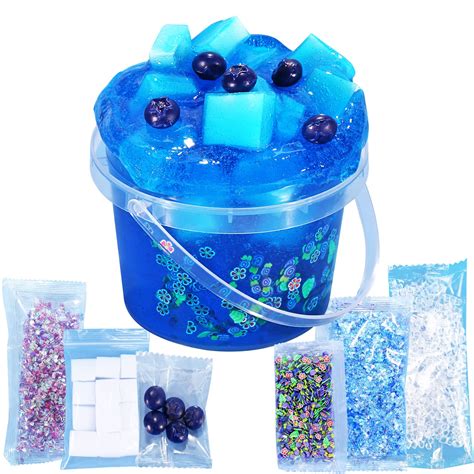 Buy Premade Crystal Slime Blueberry Blue Jelly Cube Glimmer Crunchy