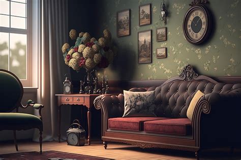 Premium Photo | A vintage living room with a sofa