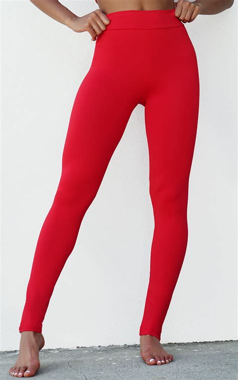 Red Yoga Luxe High Waist Gym Leggings Prettylittlething Usa