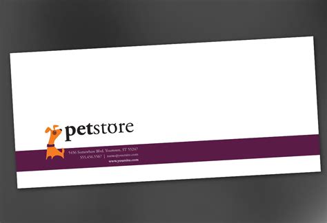 Envelope template for Pet Store Design. Order Custom Envelope design