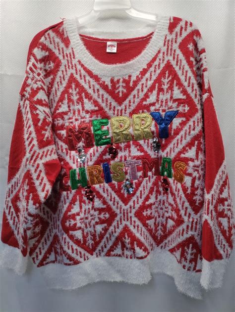 Holiday Time Womens Merry Christmas Ugly Christmas Sweater Choose Size