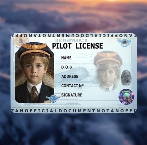 Pilot License 9 Printable Cosplay Pilot License Editable 9 PNG Instant ...