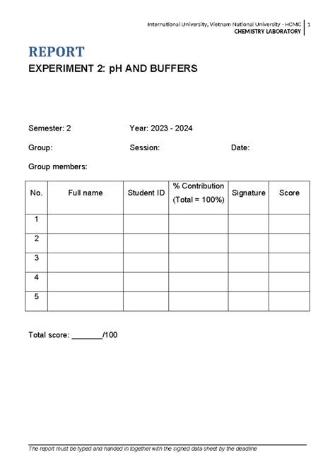 Chem Lab Report Guideline Chemistry Laboratory Report Experiment