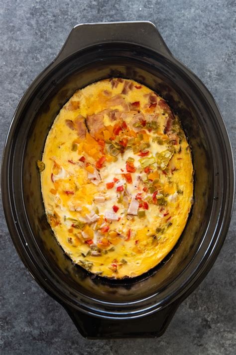 Slow Cooker Breakfast Casserole With Ham And Veggies Krolls Korner