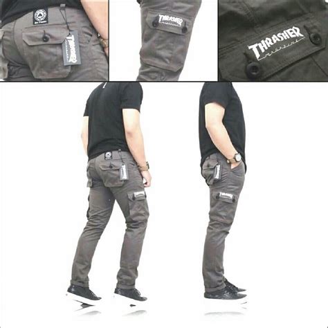 Jual Celana Cargo Panjang Thrasher Exclusive Gray Shopee Indonesia