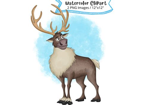 Sven From Frozen Hand Drawn Watercolor Clipart, PNG, High Resolution ...