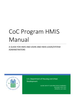 Fillable Online Hmis User Guide For Coc Projects Fax Email Print