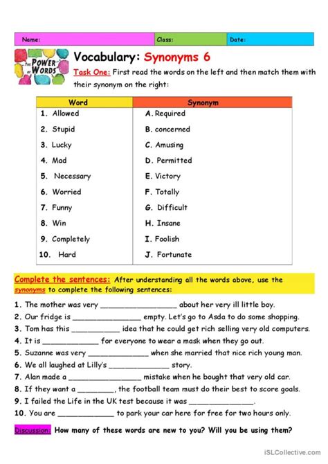 Synonyms Vs Antonyms Esl Worksheet By Elle