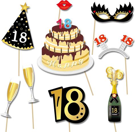 Buy Konsait Th Birthday Photo Booth Props Black And Faux Gold