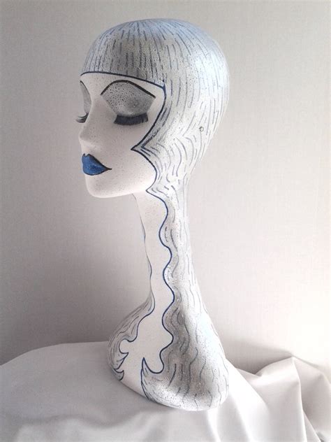 Hand Painted White Long Neck Styrofoam Mannequin Head Display 19 Inches Tall Made To Order