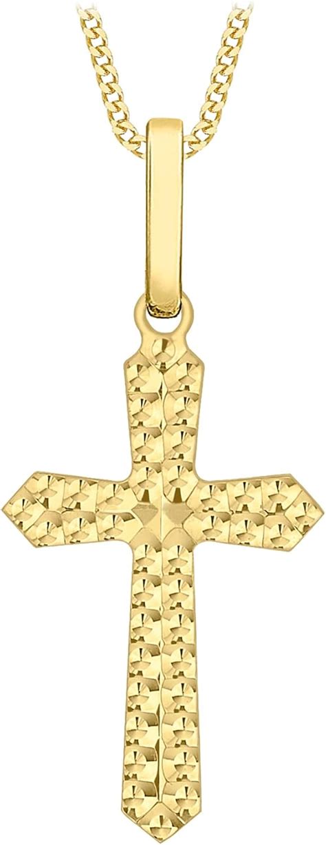 Carissima Gold Women S 9 Ct Yellow Gold Embossed Cross Pendant Necklace