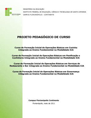 Preenchível Disponível continente ifsc edu PROJETO PEDAGGICO DE CURSO