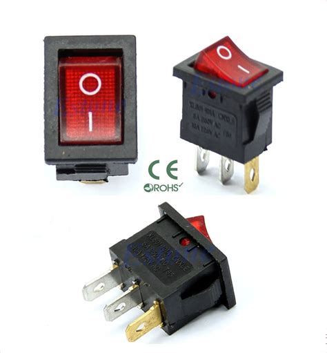 Kcd N Spst Red Illuminated Rocker Switch A V Light Rocker